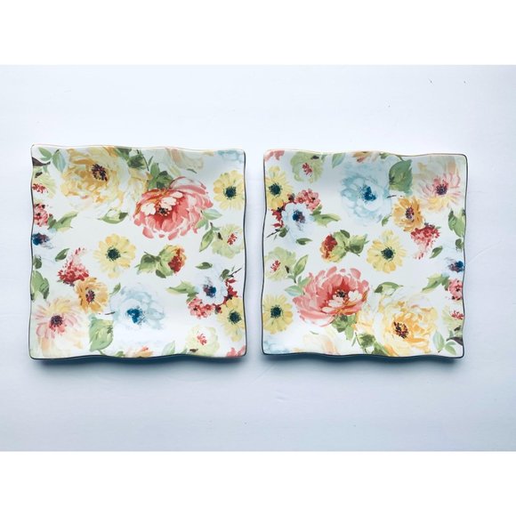 222 Fifth Georgette Rose Porcelain Square plate - Picture 1 of 2